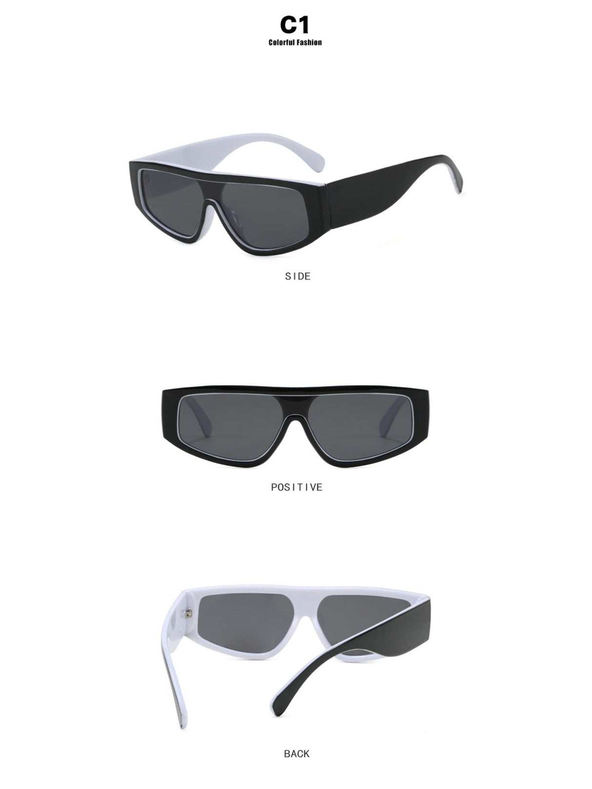 Lunettes de soleil élégantes à blocs de couleur