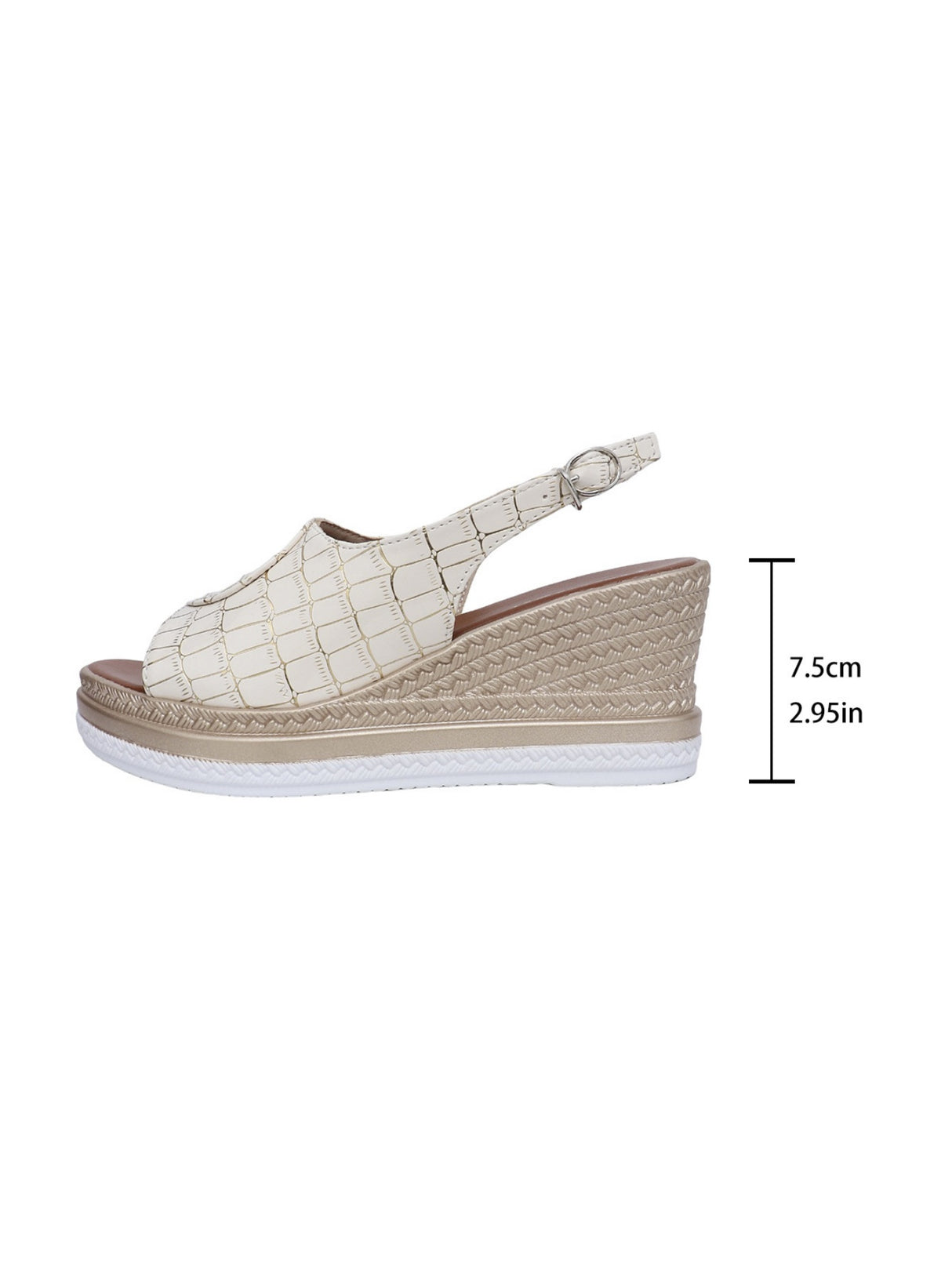 Stone-patterned Wedge Platform Sandals