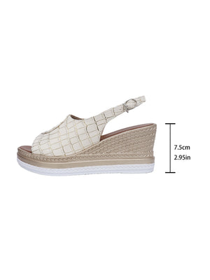 Stone-patterned Wedge Platform Sandals