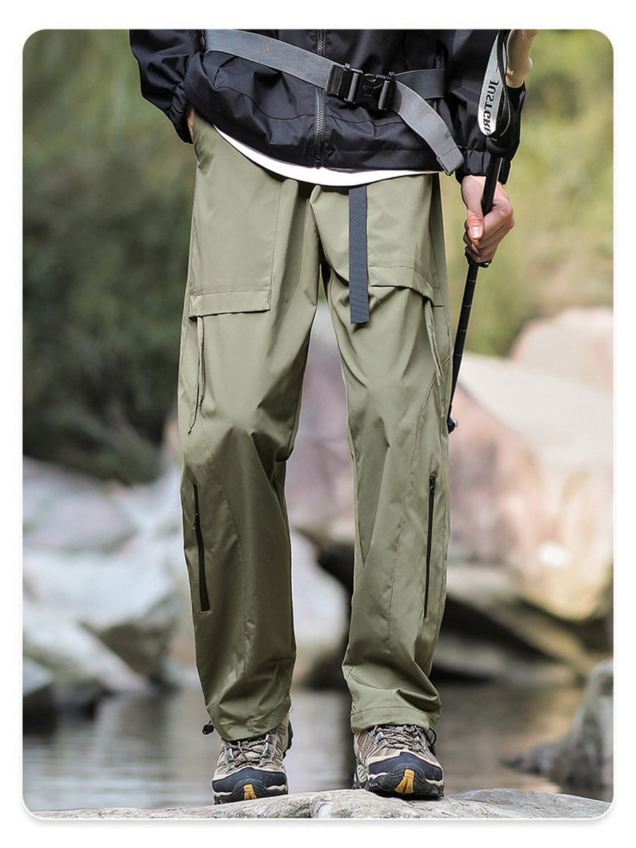 Liber Spring Men's Pocket decoration Solid Color Cargo Trousers