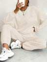 Loose-fitting Ribbed Jacquard Long-sleeved Sweatshirt Pants Casual Two-piece Set