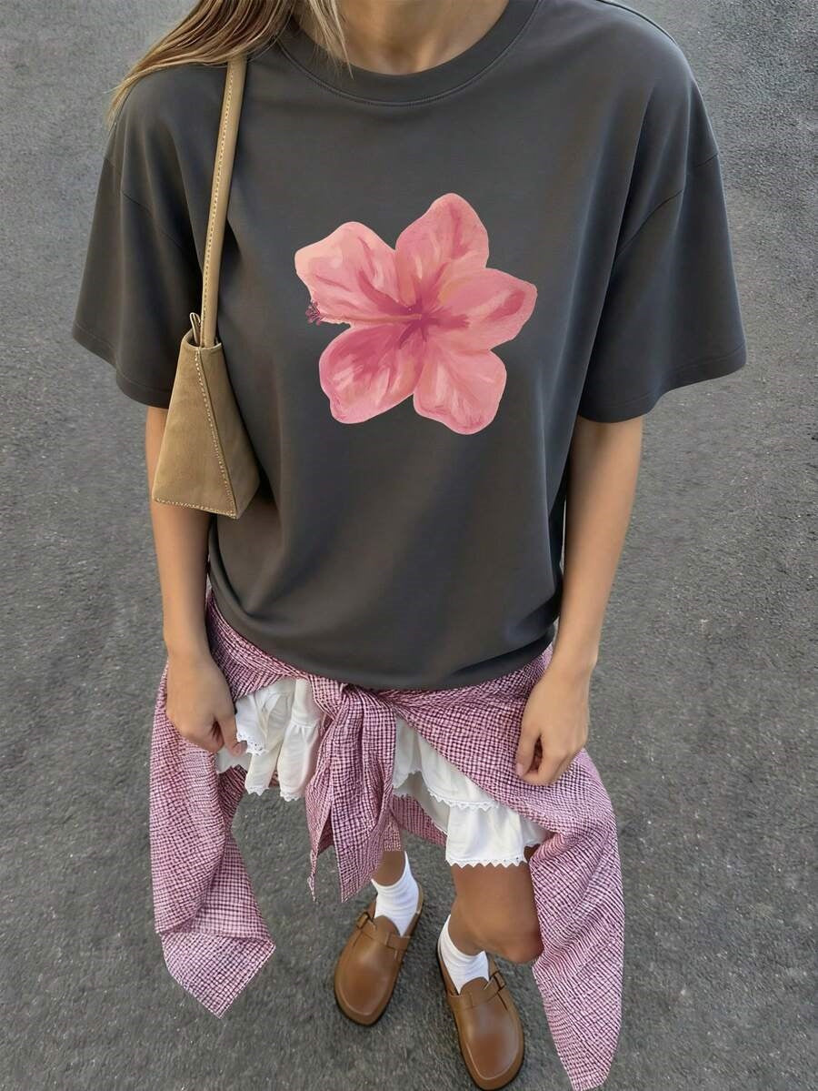 Casual And Versatile 3D Letter Pattern T-shirt