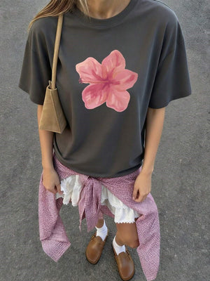 Casual And Versatile 3D Letter Pattern T-shirt