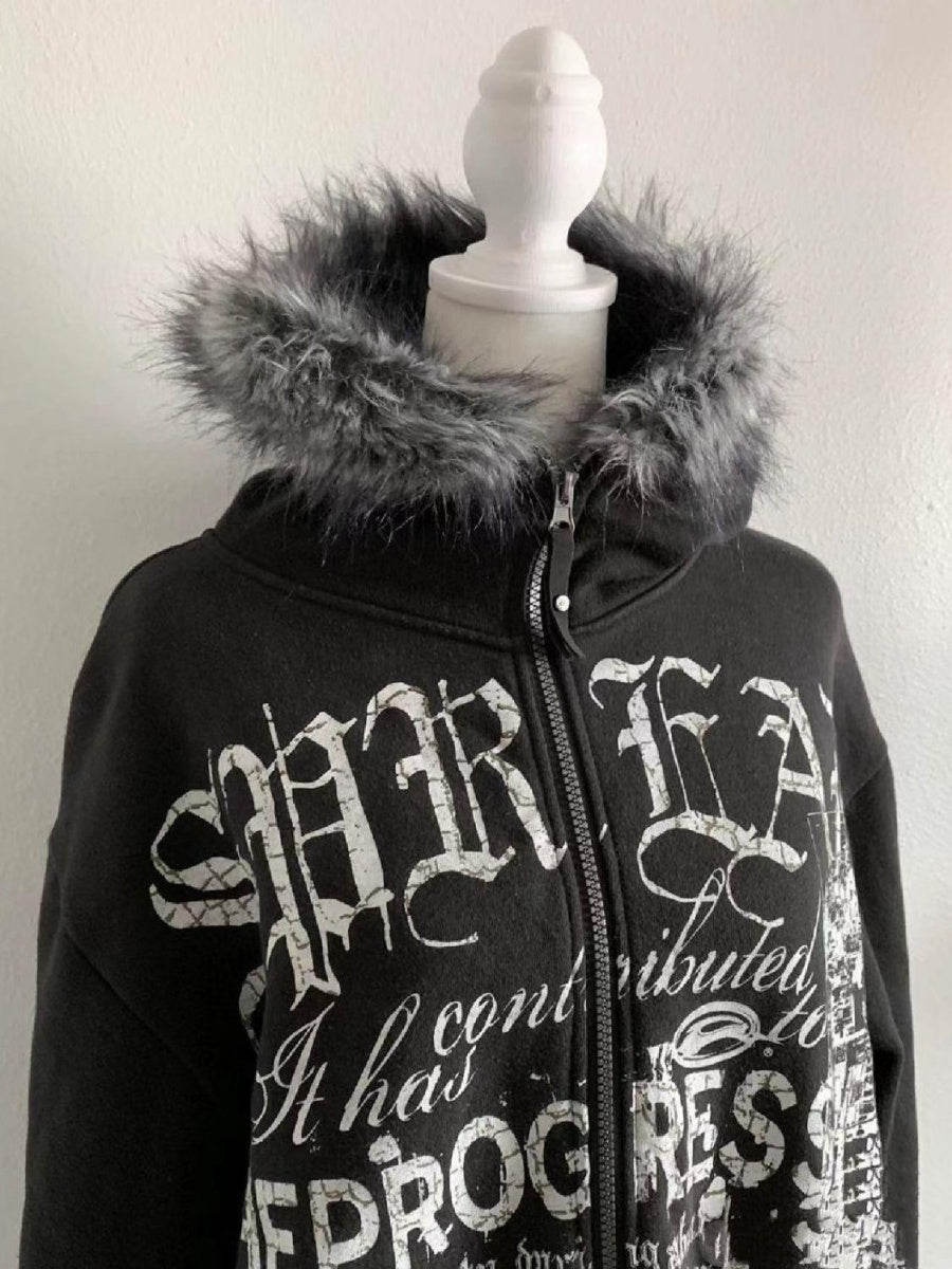 Liber Spring Women's Zipper Letter Sweatshirts&Hoodies