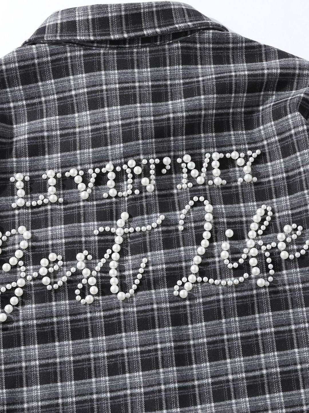 Liber Autumn Neutral wear Beading Plaid Shirts