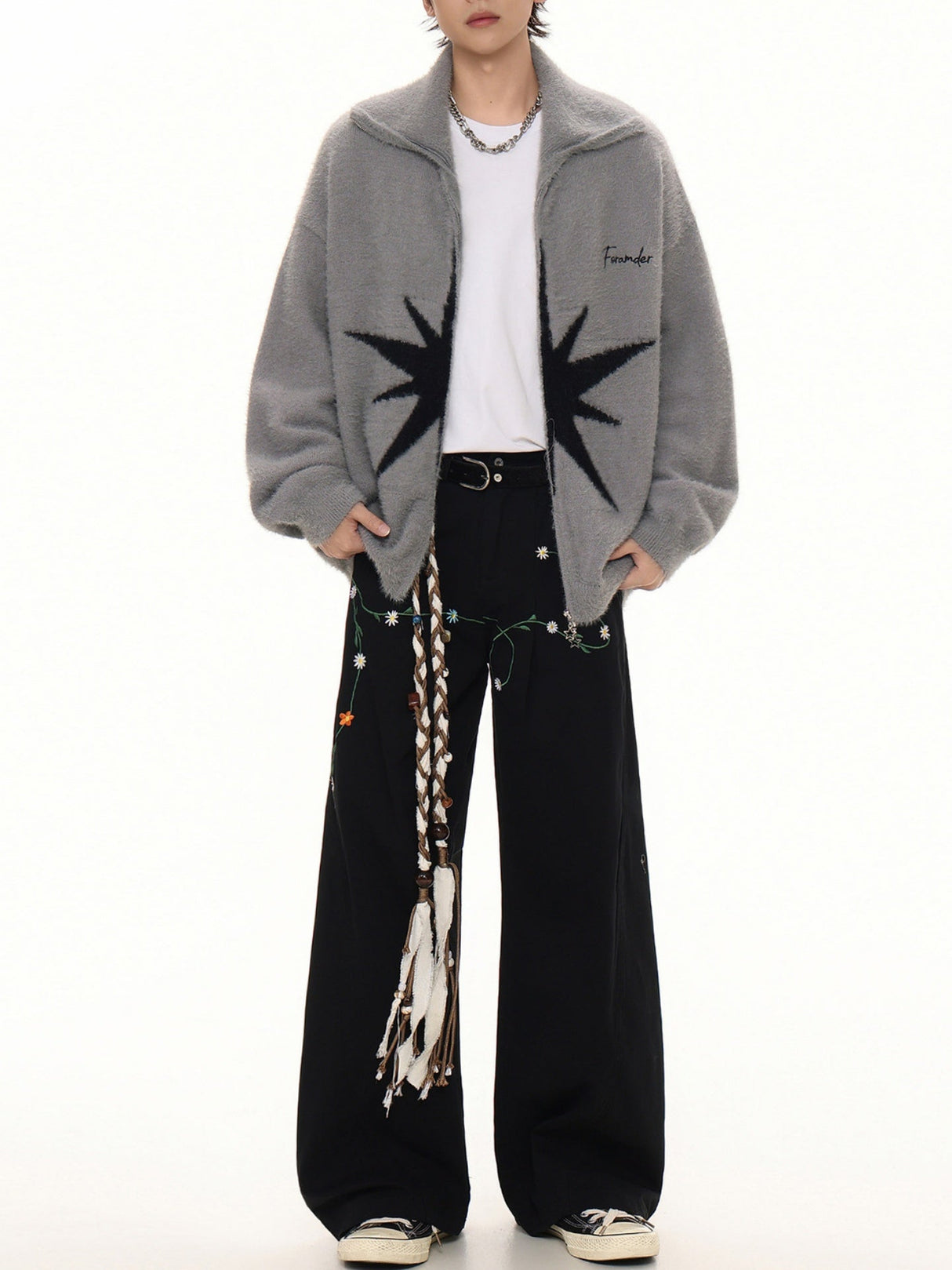 College Style Star Contrasting Colors Cardigans