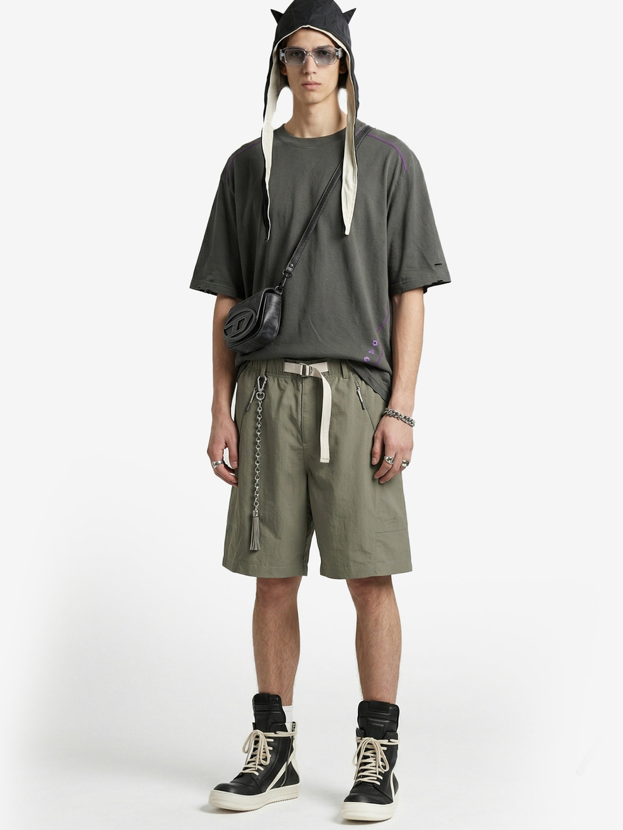 Drawstring Work Clothes Scimitar Shorts