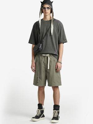 Drawstring Work Clothes Scimitar Shorts