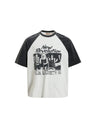 Rock Band Printed Distressed Color-blocked T-shirts
