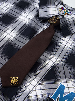 Liber Autumn Neutral wear Embroidery Plaid Shirts