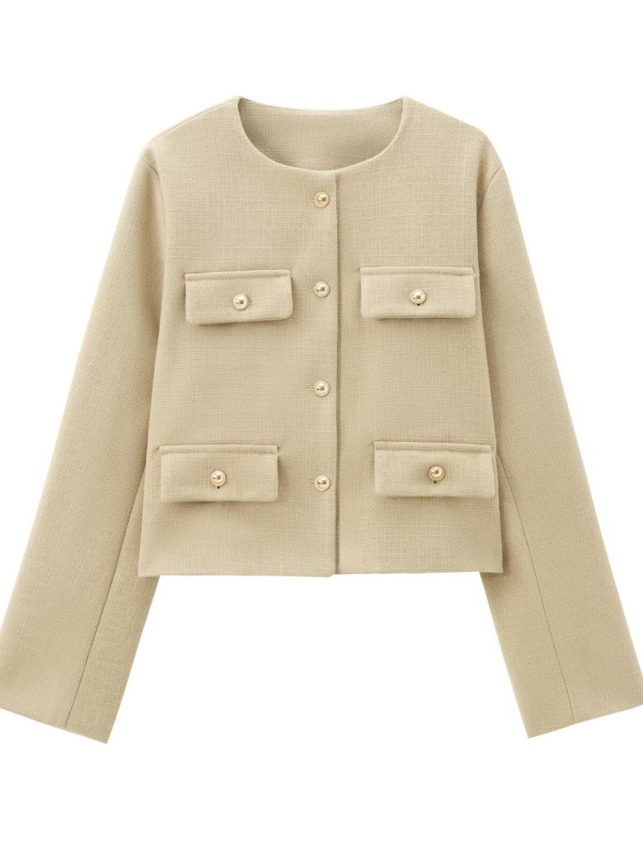 Chanel-inspired Stylish Short Dress With Button Embellishments Blazers