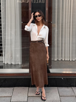 Straight zipper maxi skirt