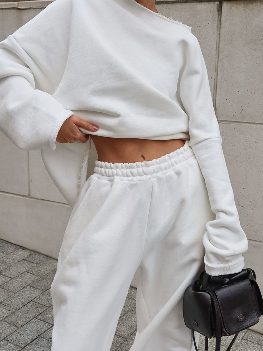 Pullover Sweatshirt Pants Loose Sporty Two-piece Suit
