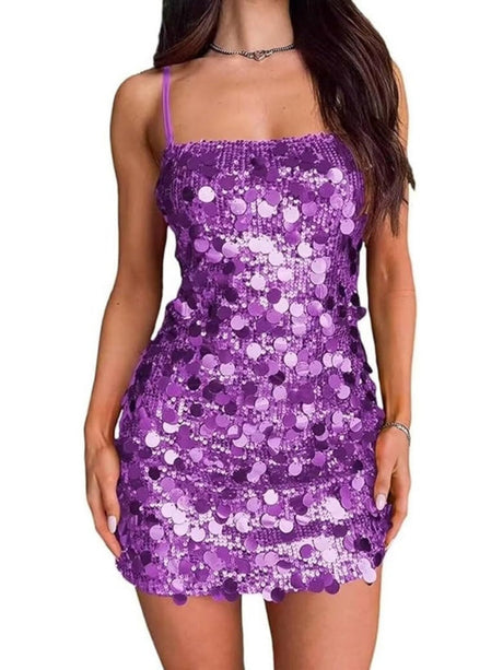 Sequins Camisoles Parties Cocktail Party Hip-hugging Mini&Short Dresses