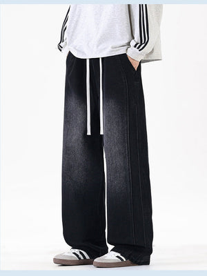 Lateral Bone Splicing All-match Loose Straight Leisure Jeans