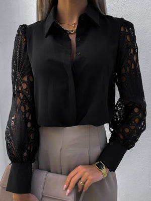 Blusen und Hemden mit Spitzen-Patchwork-Ausschnitt