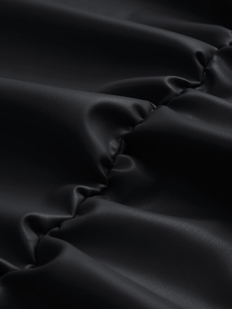 Front Laces PU Leather Patchwork Mini&Short Dresses