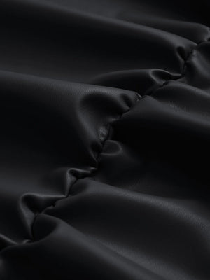 Front Laces PU Leather Patchwork Mini&Short Dresses