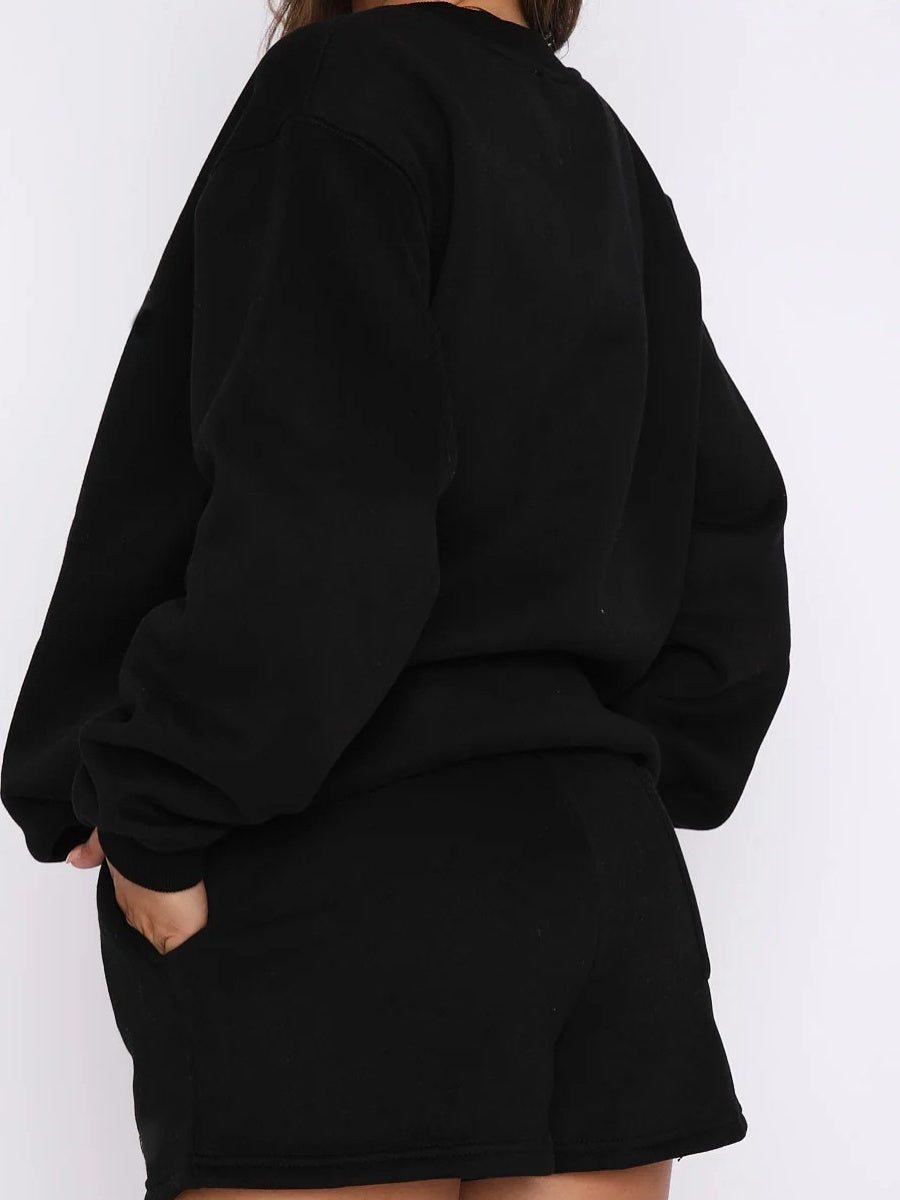 Liber Autumn women's solid color long sleeve sweatshirt two piece suit