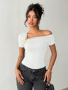 3D Butterfly Asymmetrical Neckline And Off-shoulder T-shirts