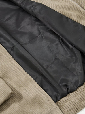 Retro Contrasting Colors Corduroy Letter Splicing Lapel Jackets