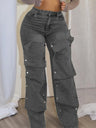 Splicing Fasteners Loose-fit Jeans