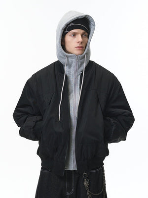 Removable Fake Two Pieces Cleanfit Hooded Baseball Uniform