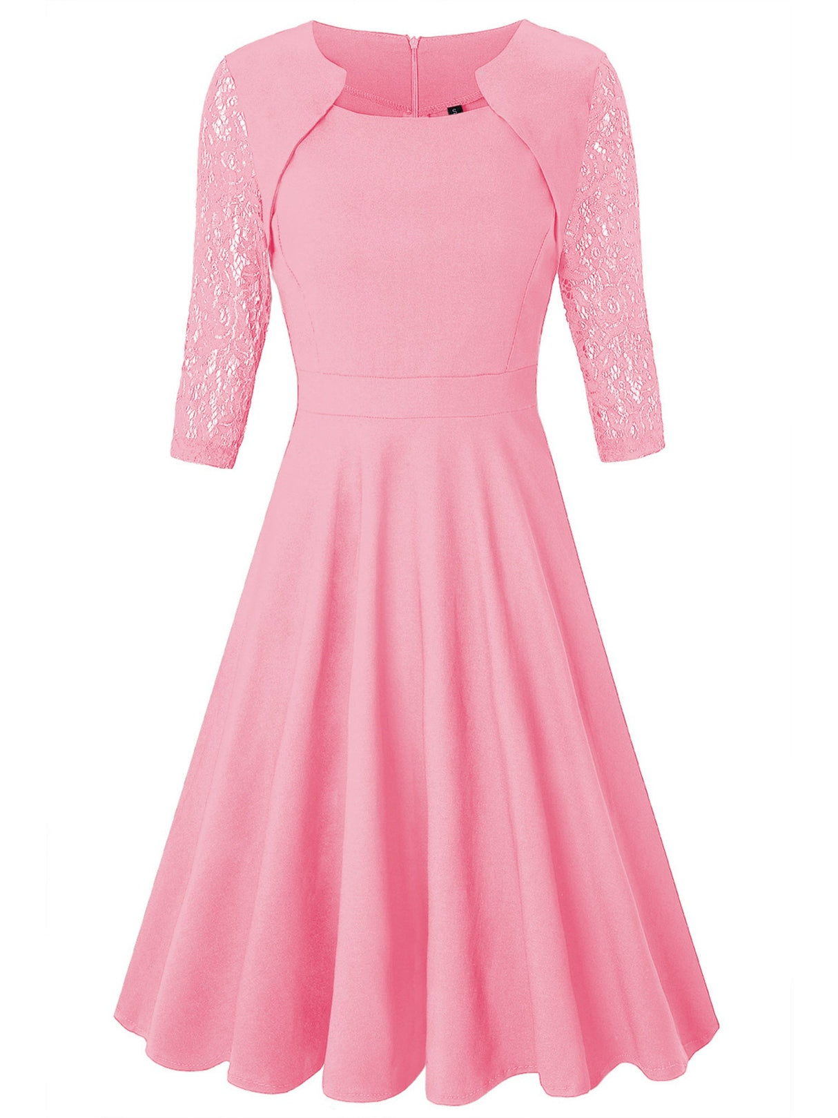 Christmas Square Collar Full Skirt Retro Floral Lace Midi Dresses