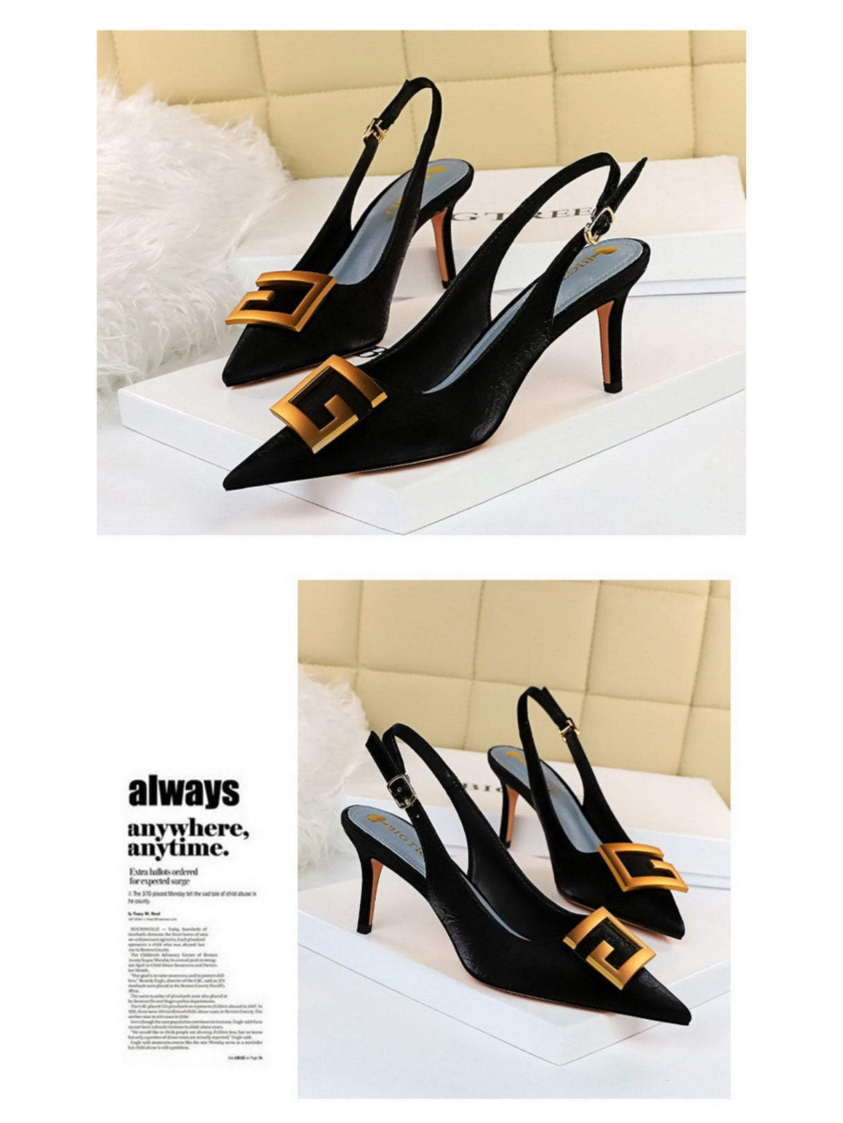 Liber Spring and Autumn Metal Buckle Women's High Heels