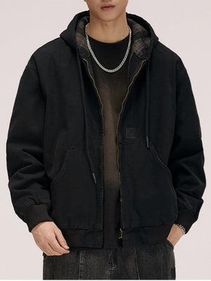 Retro Plaid Tooling Hooded Jacket