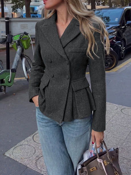 Buttons Solid Color Blazers