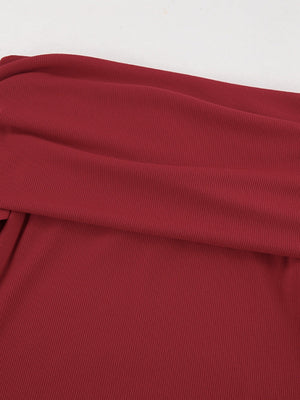Hood Off-shoulder long sleeves Knitted sweaters