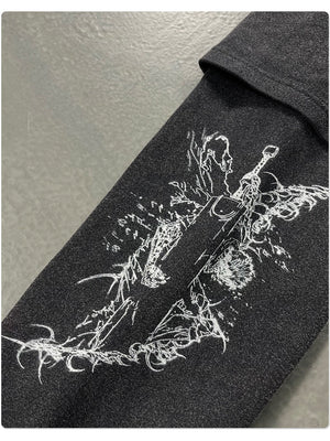 Halloween Dark Aesthetics Fake Two-piece Splicing Digital Direct Printing Long-sleeved T-shirt