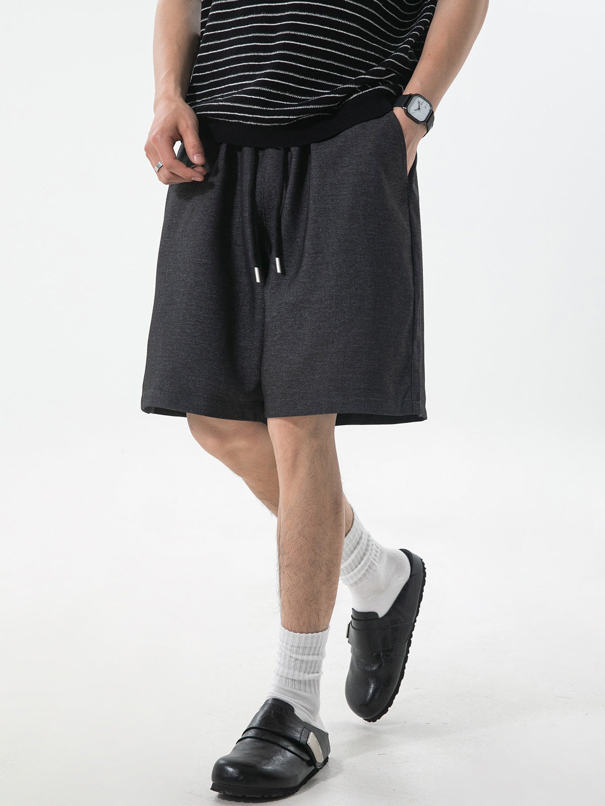Faux Denim Loose-fit Straight-fit Mid-length Pants Five Points Shorts