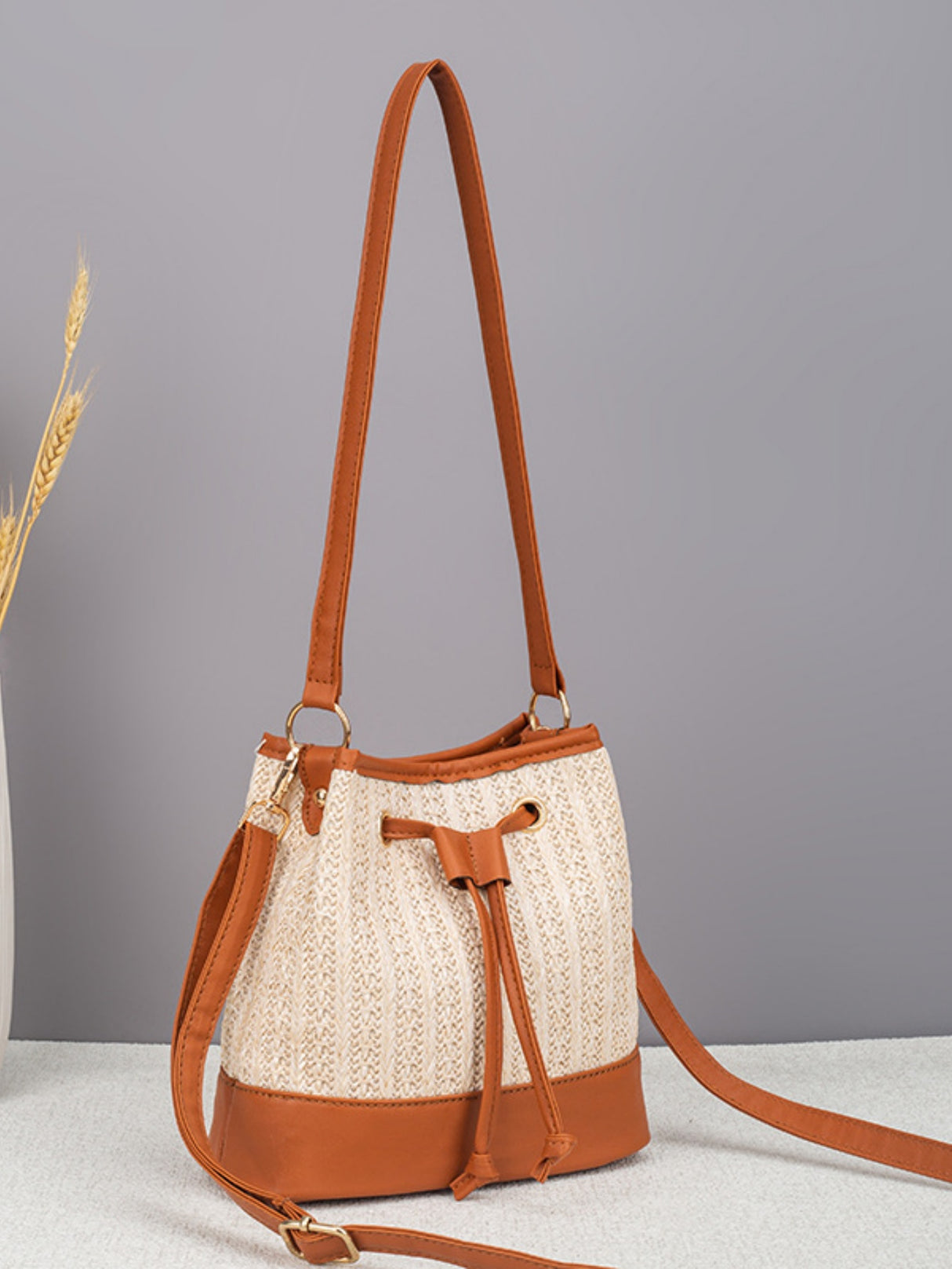 Vacation Straw Patchwork Crossbody Bag