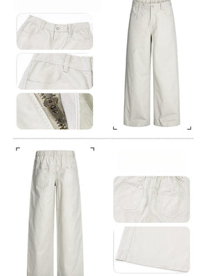 A-shaped Twill Cotton Cleanfit Wide-leg All-match Pants