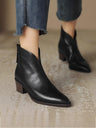 Solid Color Retro Pointed Toe Women's Boots