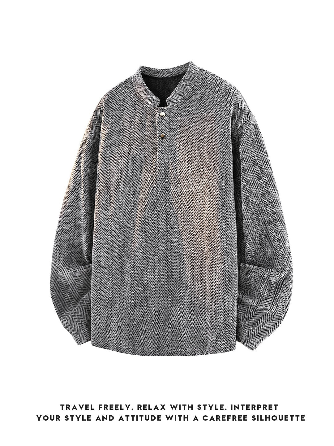 Henry's Collar Jacquard Collarless Sweatshirt