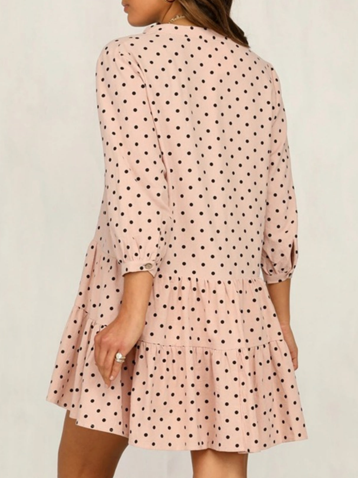 Polka Dots Ruffle V-neck Mini&Short Dresses