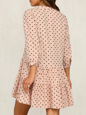 Polka Dots Ruffle V-neck Mini&Short Dresses