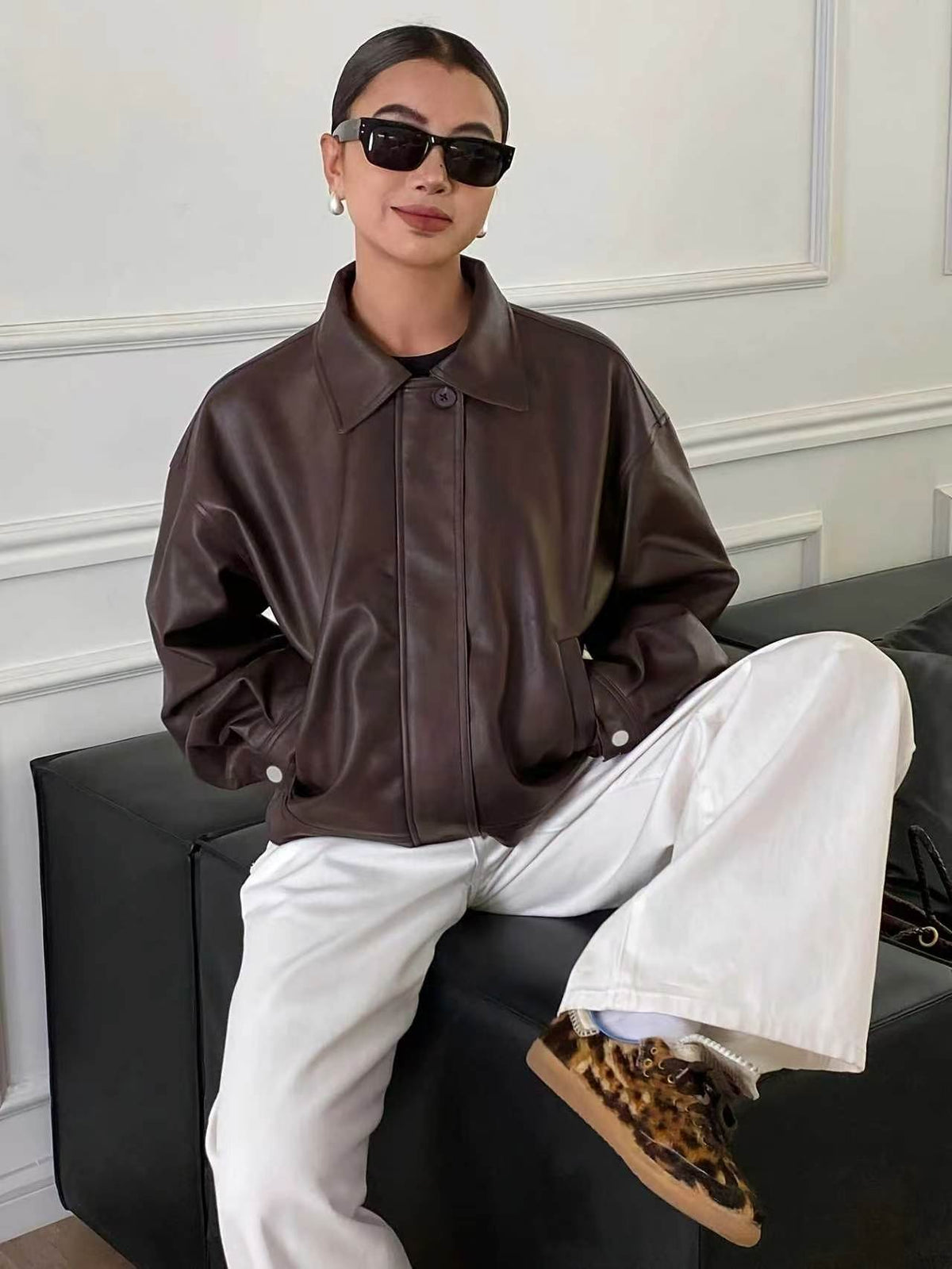 Casual Leather Jacket Loose Coat
