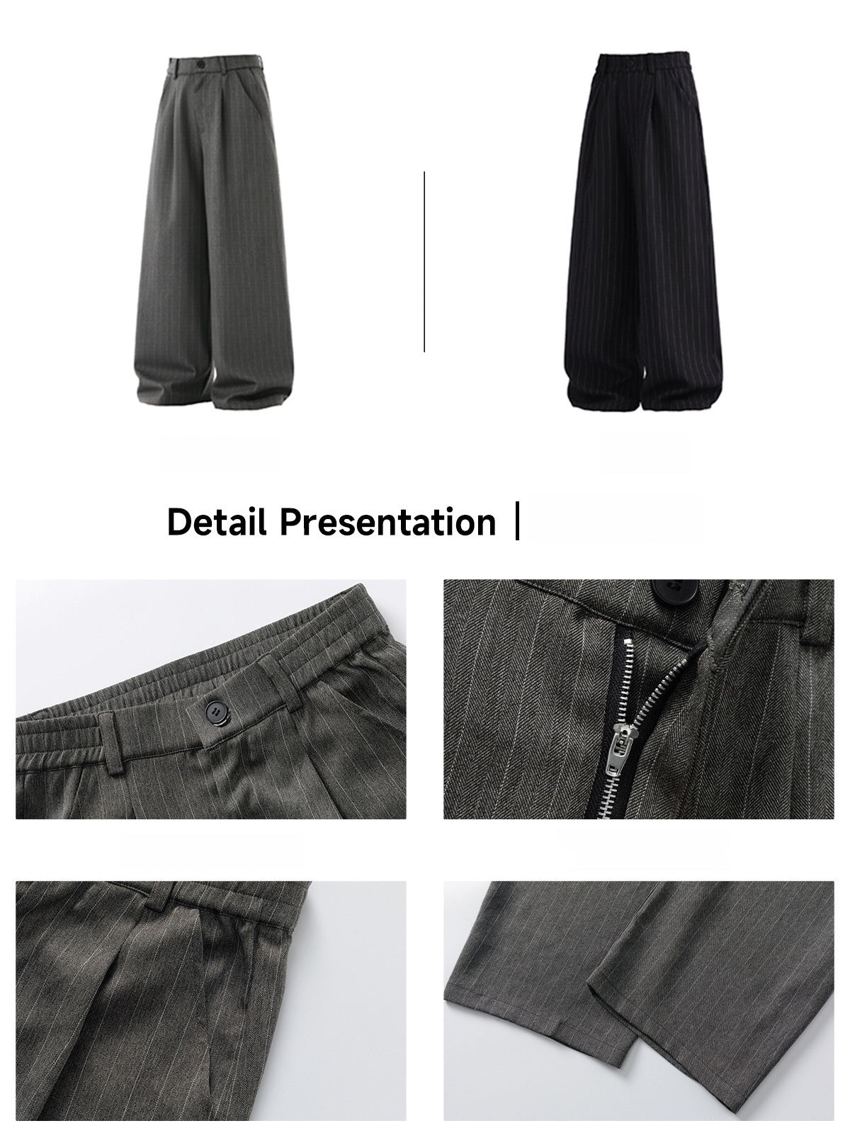 【EXPÉDITION NORMALE】Pantalon habillé à rayures style vieille fortune, coupe ample