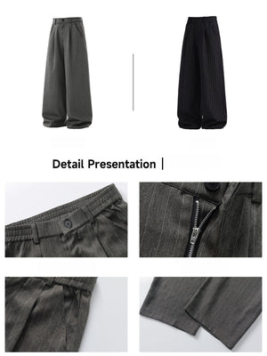 【EXPÉDITION NORMALE】Pantalon habillé à rayures style vieille fortune, coupe ample