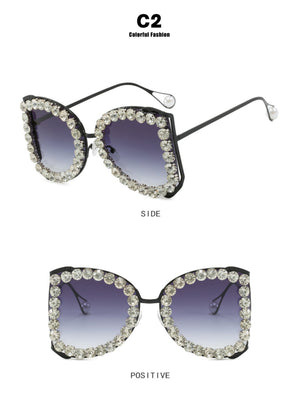 Rhinestone Full-rimmed Irregular Sunglasses