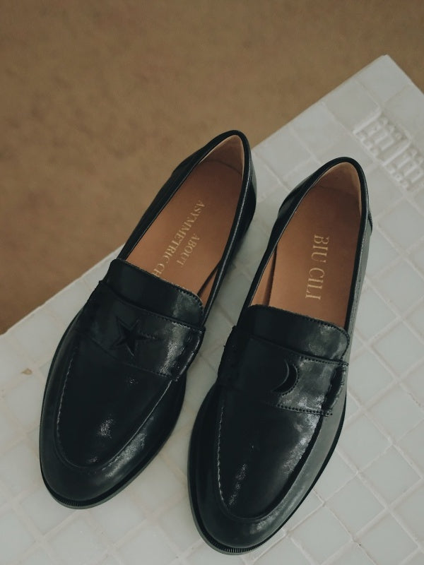 BIUCILI "Stars And Moon" Original Design Italian Classic Old Money Style Low-Heeled Suede Loafers