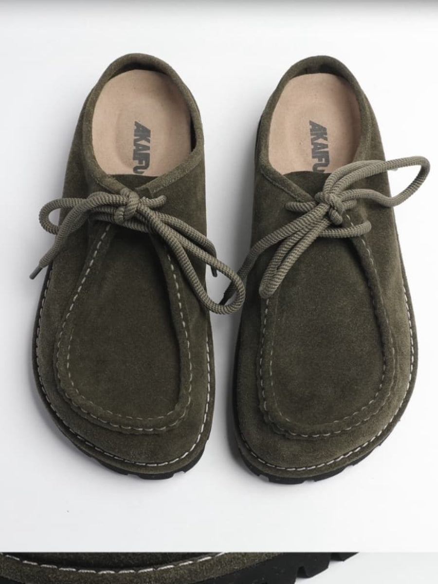 "Wilderness" Series Lace-up Platform Platform Birkenstock Kangaroo Slippers Genuine Leather Retro Casual Men's And Women's Slippers