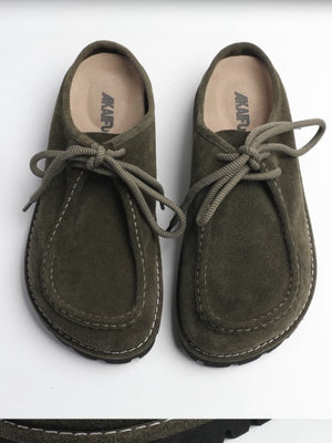 "Wilderness" Series Lace-up Platform Platform Birkenstock Kangaroo Slippers Genuine Leather Retro Casual Men's And Women's Slippers
