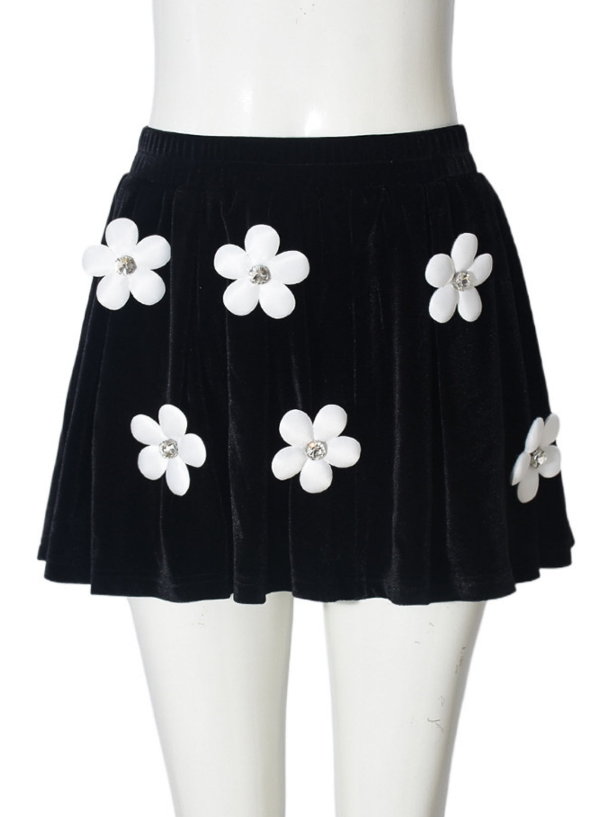 3D Flowers Stretch Short Skirt