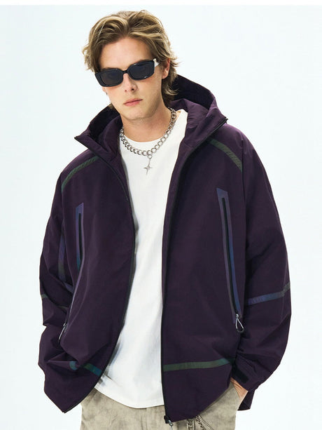 Outdoor Laser Reflective Windproof Water Proof Slim Hooded Windproof Jacket