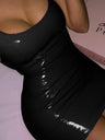 PU Leather Glossy Camisoles Party Mini&Short Dresses